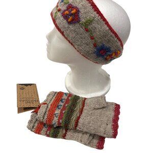 Lost Horizons Embroidered Wool Headband and Fingerless Gloves, NWT